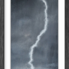 lake district art original charcoal painting of lighting striking over the Langdale Pikes