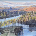 original oil painting by local artist Simon Whitfield featuring autumn scene at tarn hows
