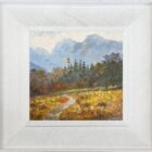 lake district art original oil painting by local artist Jeff Sudders featuring autumn langdale pikes