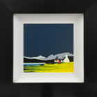 Lake District art original acrylic painting Coniston and The Old Man by Jay Nottingham in a black frame with white slip.