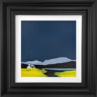 lake district art by jay nottingham contemporary bold original acrylic painting Coniston and the Old Man silhouetted fells and bothy cottage
