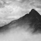 lake district art original charcoal painting of an atmospheric Striding Edge on Helvellyn