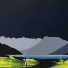 lake district art original acrylic painting by artist jay nottingham. fairfield horseshoe windermere a contemporary bold contrasting landscape with Mellbreak and other mountain silhouettes