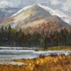 lake district art original oil painting by local artist Jeff Sudders featuring flooded fields near ambleside