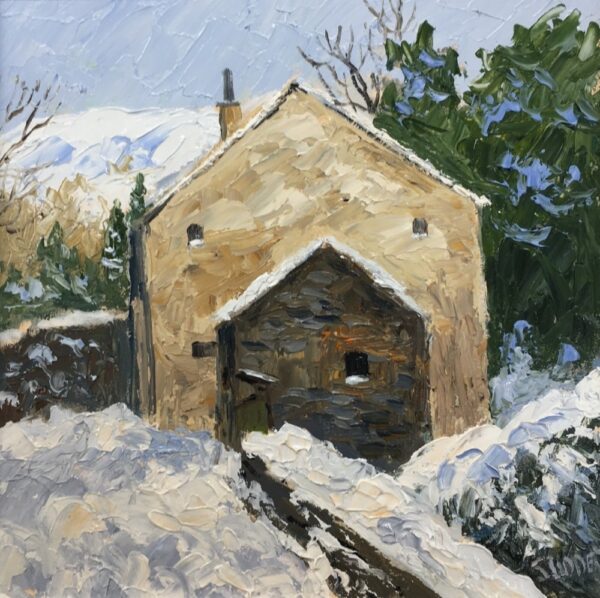 lake district art original oil painting by local artist Jeff Sudders of the iconic grasmere gingerbread shop