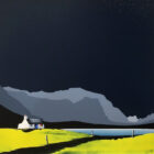 lake district art by jay nottingham contemporary bold original acrylic painting loughrigg fell silhouetted fells and bothy cottage