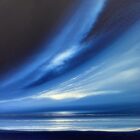 Lake District art original acrylic painting by Jonathan Shaw featuring sweeping clouds in a midnight blue skyscape