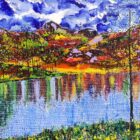 lake district art original acrylic landscape painting on canvas by Chantelle Watson Mirror Mosaic: Blea Tarn