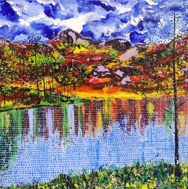 lake district art original acrylic landscape painting on canvas by Chantelle Watson Mirror Mosaic: Blea Tarn