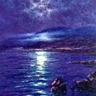 Moonlight Sparkle Windermere Lake District an original oil painting by Andrew Grant Kurtis