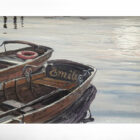 lake district art original painting rowing boat by simon whitfield in a white frame