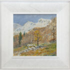 lake district art original oil painting by local artist Jeff Sudders featuring Snow Over The Langdale Pikes