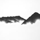 lake district art original charcoal painting of Buck Pike, Brown Pike, Dow Crag and Old Man of Coniston