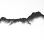 lake district art original charcoal artwork solitude form 24 the langdale pikes from blea tarn by daniel cooper of a charcoal silhouette of the mountain range.