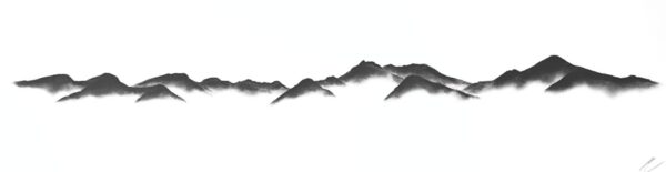 lake district art original charcoal painting of Catbells, Maiden Moor, High Spy, Causey Pike and Grisedale Pike from Keswick