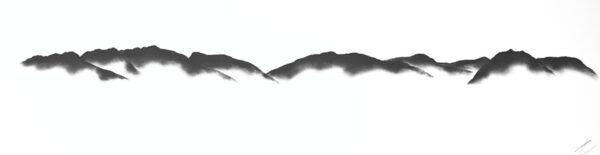 lake district art original charcoal painting of Loughrigg Fell, Silver Howe, Helm Crag, Steel Fell from Rydal Water