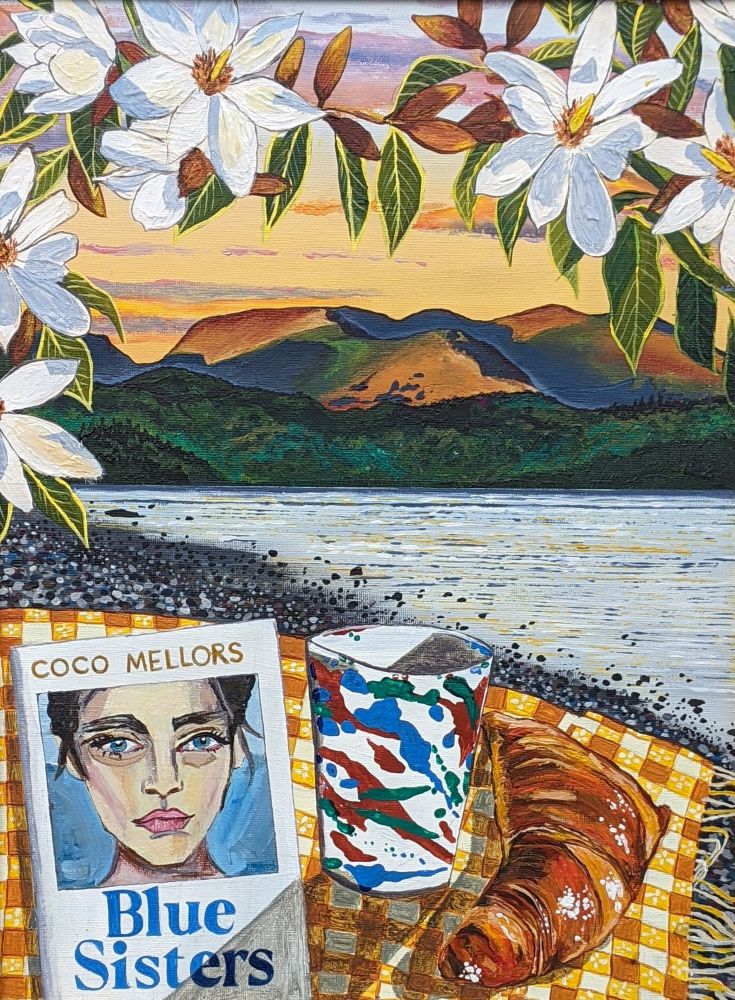 Solo Swim by Donna Flowers Dorning OR Product image An original still life acrylic painting Solo Swim by Cumbria based artist Donna Flowers Dorning.