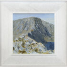 lake district art original oil painting by local artist Jeff Sudders featuring Striding Edge with hikers.
