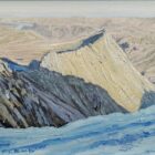 lake district art original oil painting striding edge (from near lad crag) by simon whitfield of the ridge and mountains with a glimpse of red tarn