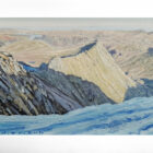 lake district art original oil painting striding edge (from near lad crag) by simon whitfield in a white frame