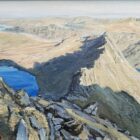 original oil painting by local artist Simon Whitfield featuring striding edge helvellyn from the castle featuring red tarn