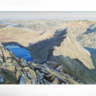 original oil painting by local artist Simon Whitfield featuring striding edge helvellyn from the castle featuring red tarn