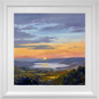 Oil painting by Lake District artist Jeff Sudders of a beautiful tranquil sunset of Lake Windermere