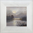 lake district art original oil painting by local artist Jeff Sudders featuring clouded sunrise over the lake.