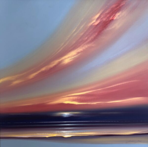 Lake District art original acrylic painting Twilight by Jonathan Shaw of a dramatic skyscape.
