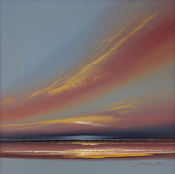 Lake District art original acrylic painting Twilight by Jonathan Shaw of a dramatic skyscape.