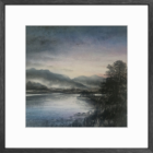 lake district art original artwork twilight to silent rydal water by daniel cooper in a black frame.