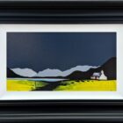 lake district art original acrylic painting by artist jay nottingham. ullswater with a bold contrasting landscape and mountain silhouettes