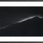 lake district art original charcoal painting of a silhouetted Old Man of Coniston with a dark sky