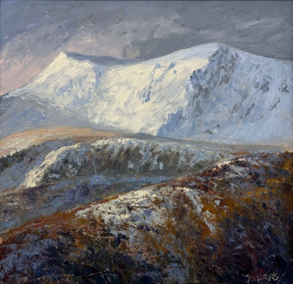 Lake District art original oil painting winter on Saddleback by Jeff Sudders